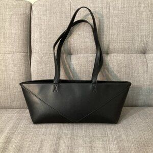 Puzzle Fold Origami Cropped Shoulder Tote Black